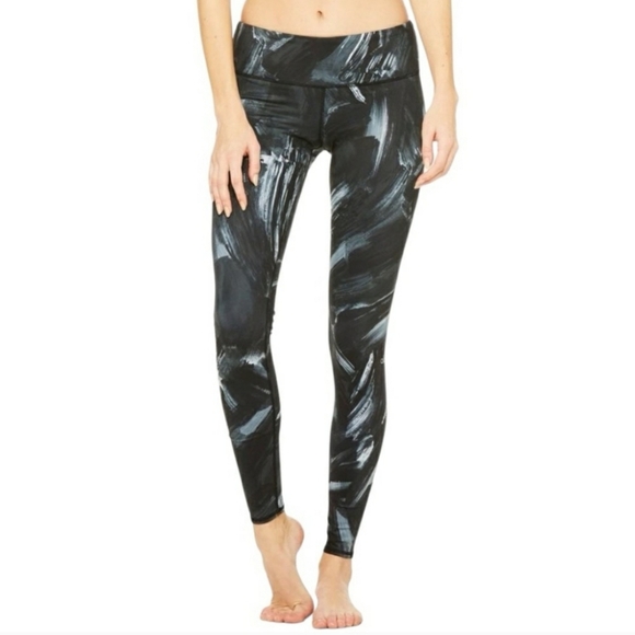Alo Yoga Paint Stroke / Airbrush full leggings. Black, gray and white. Size S. - Picture 1 of 12